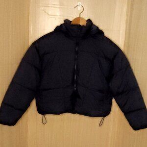 Arizona Juniors New Slate Blue Heavyweight Cropped Puffer Coat Small
